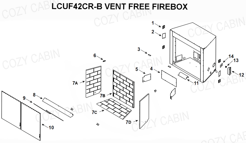 MONESSEN LO-RIDER 42 INCH VENT FREE FIREBOX (LCUF42CR-B)  #LCUF42CR-B